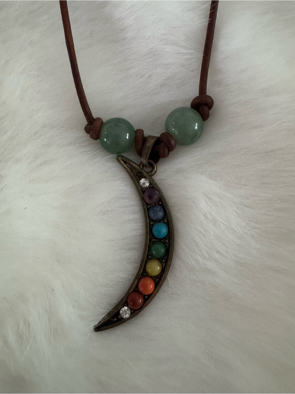 Chakra Crescent Moon Pendant Necklace